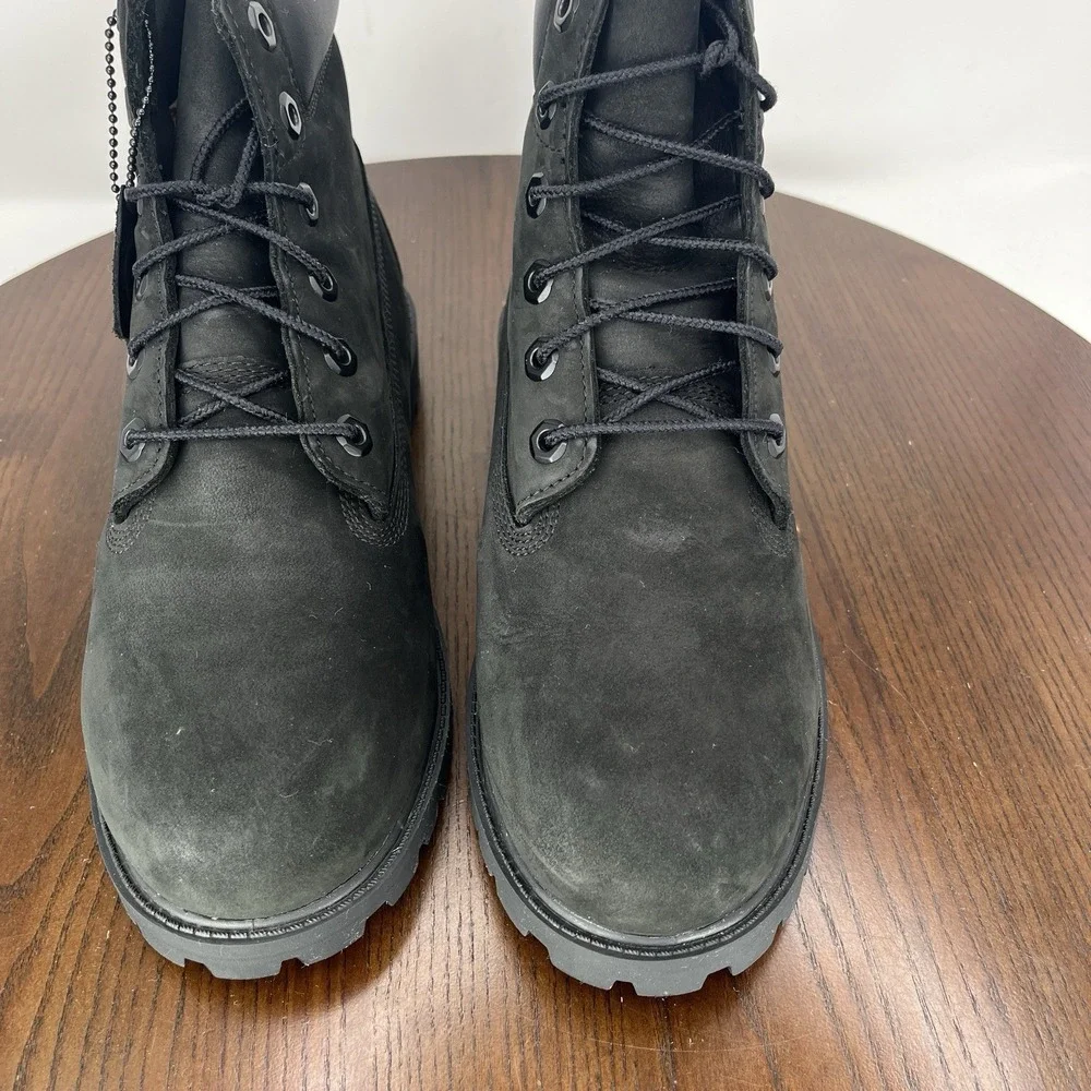 Timberland 6-inch Premium Boot Boys  Junior 7 Black Nubuck Insulated Ankle 12907